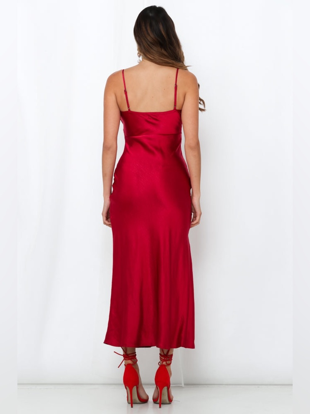 Hello Molly Wine Red Satin Slip Dress NWT - Picture 3 of 12